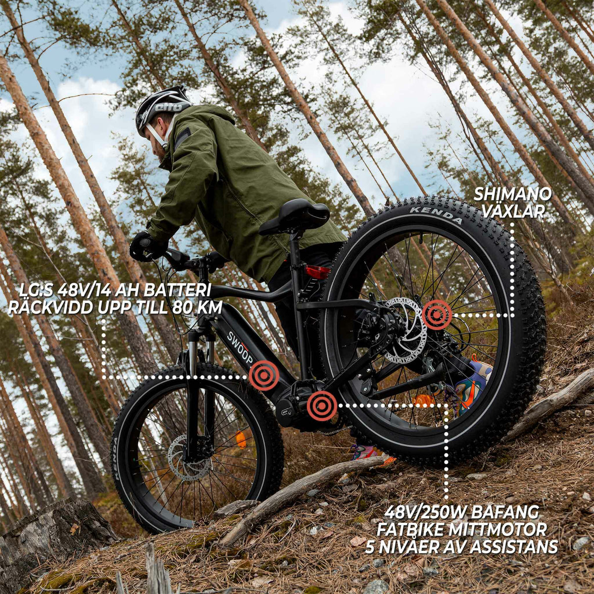 
              Swoop Fatbike Elcykel Attacker, 26"