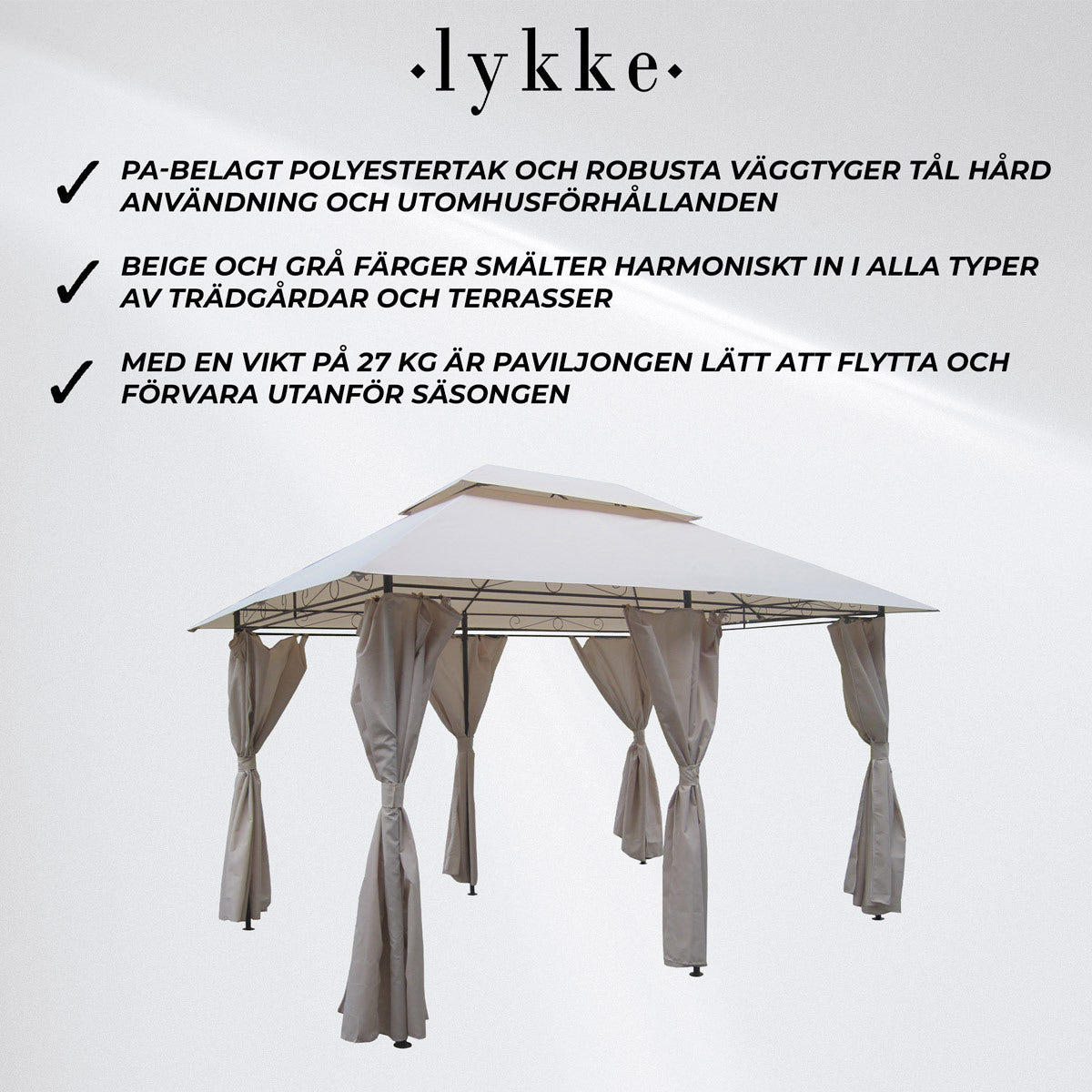 Lykke Paviljong Havn 3x4 m, Beige