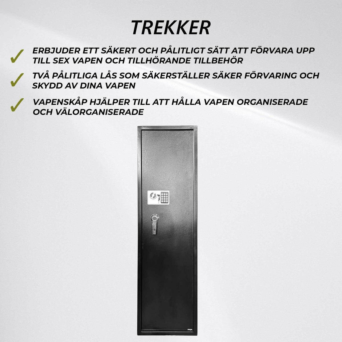 
              Trekker Vapenskåp för 6 vapen AS600 v2 med digitalt lås, Svart