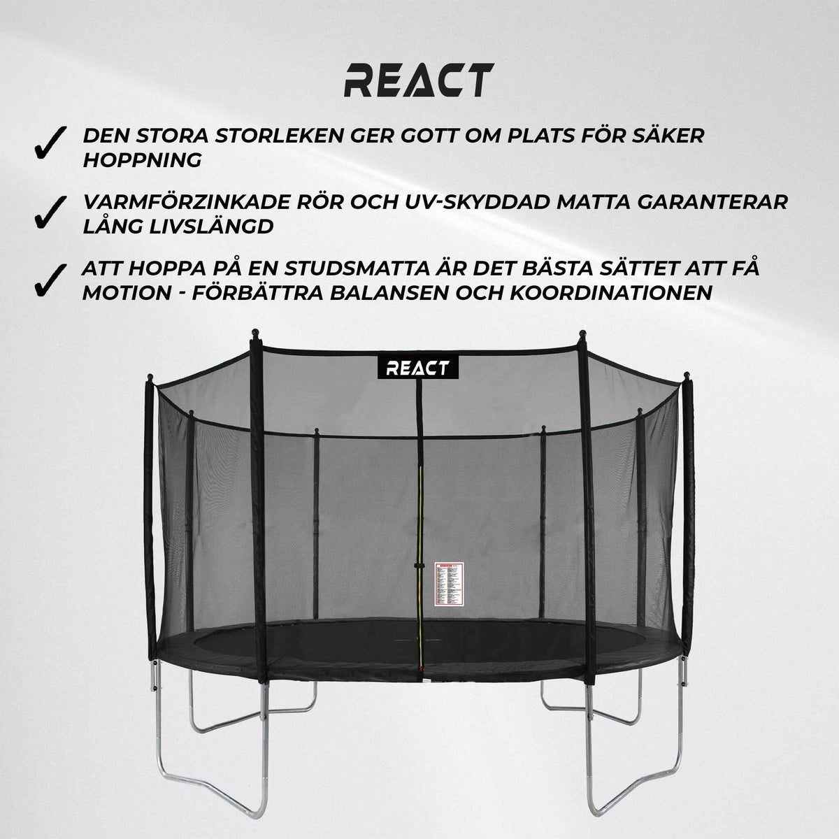 
              React Studsmatta 427cm med skyddsnät