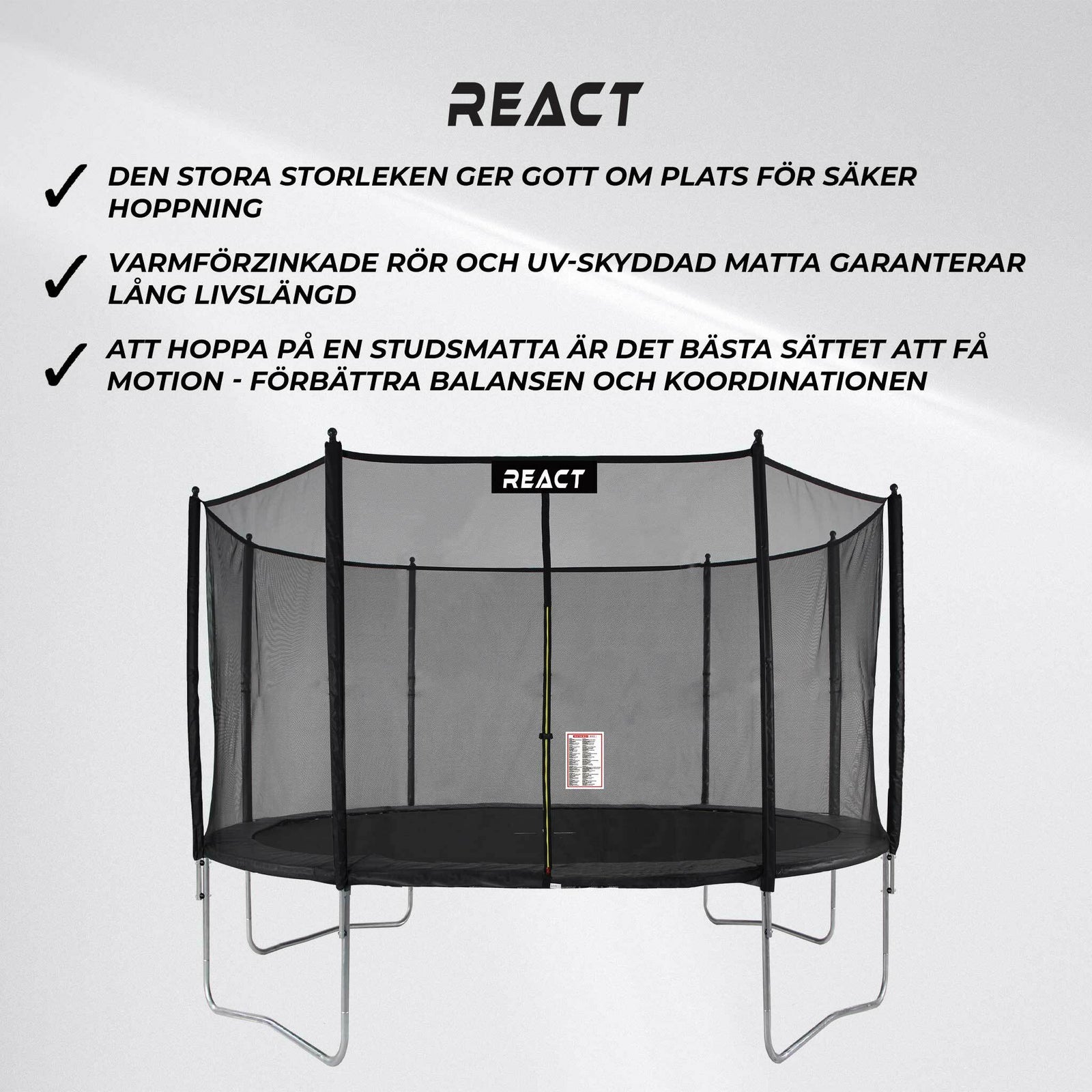 React Studsmatta 427cm med skyddsnät