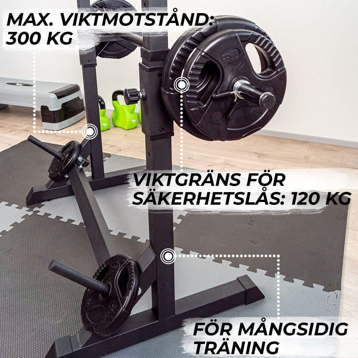
              Nordcore Half Rack Core skivstångsställning 107x60x150 cm, Svart