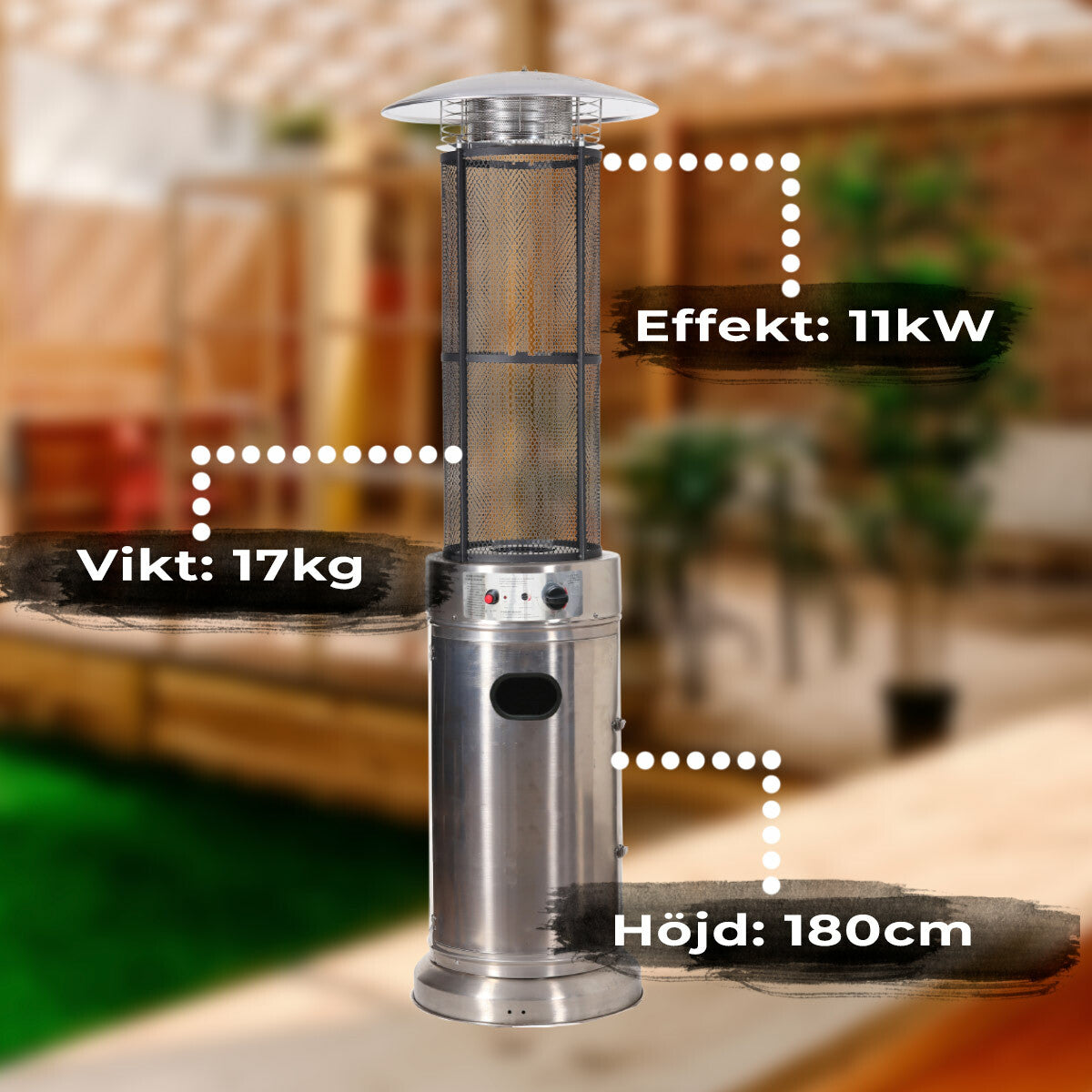 
              Fornorth Terrassvärmare Tube, 11kW gasdriven, rostfritt