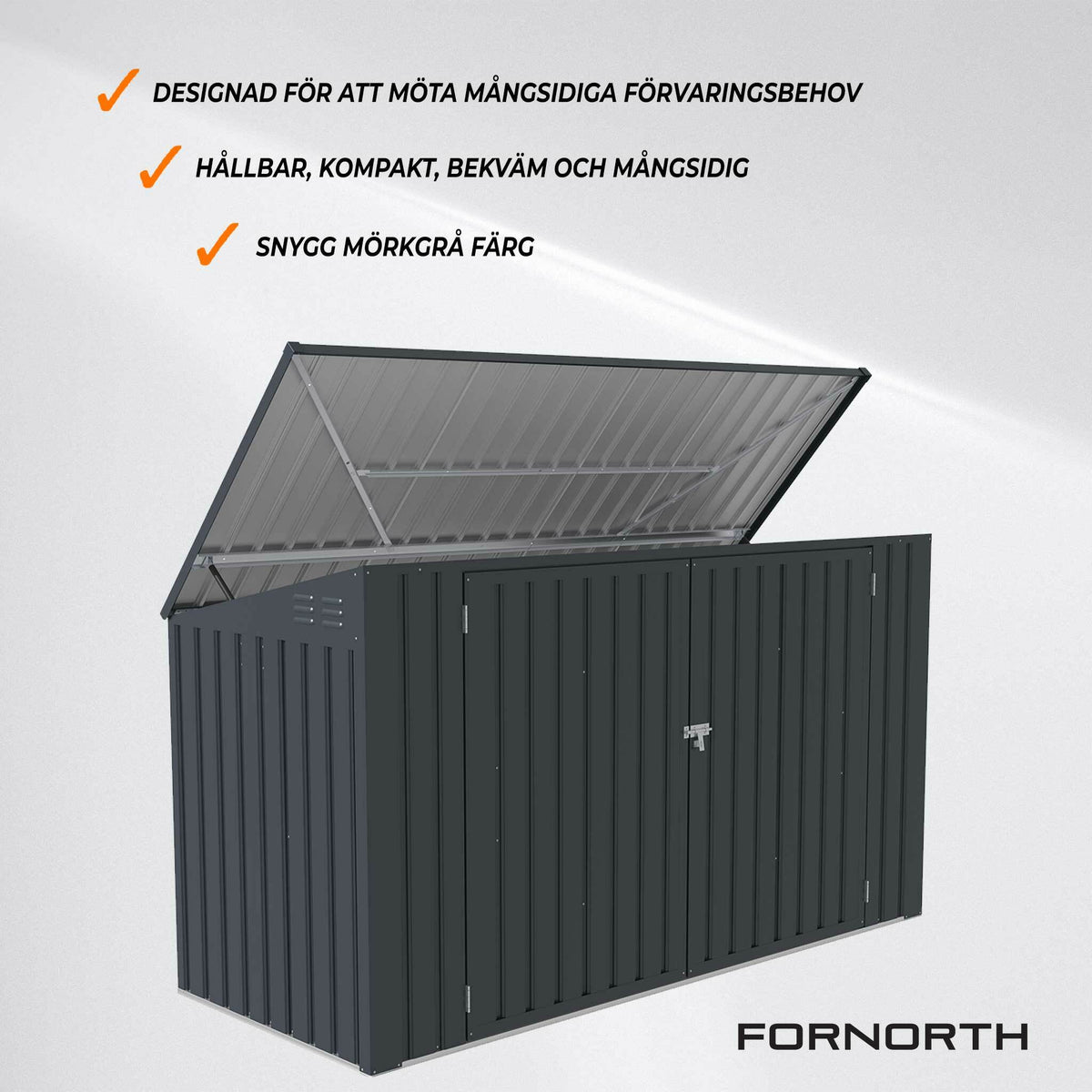 
              Fornorth Sopskjul 237x101x131cm, mörkgrå