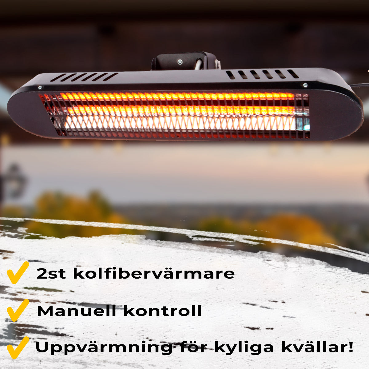 
              Fornorth Terrassvärmare väggmonterad Premium 2000W fjärrkontroll, svart