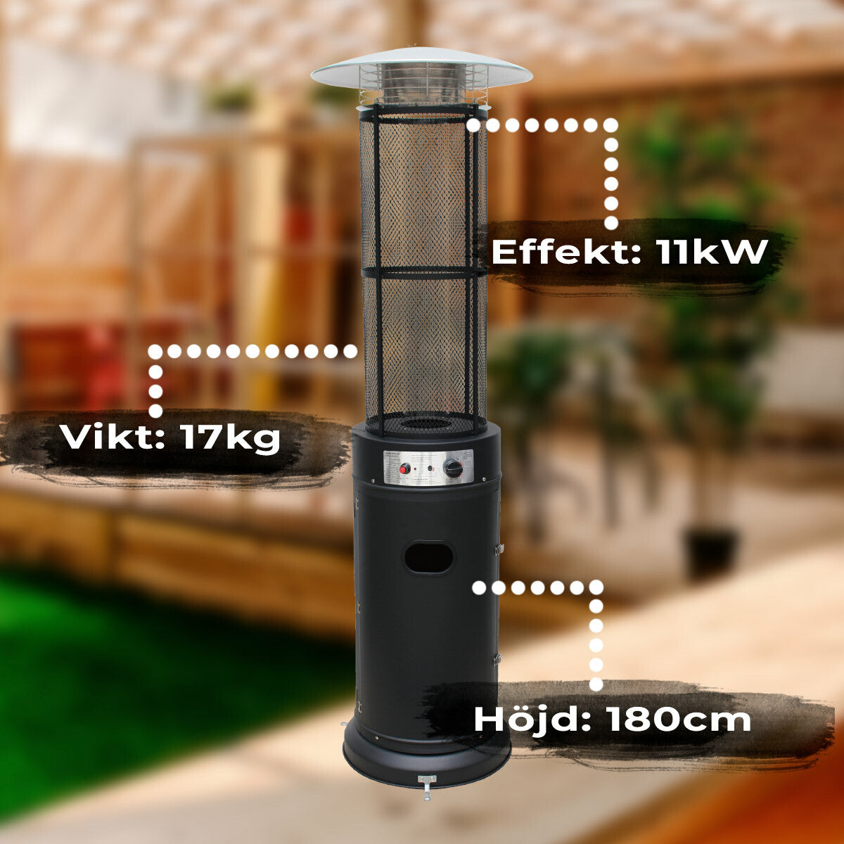 
              Fornorth Terrassvärmare Tube, 11kW gasdriven, svart
