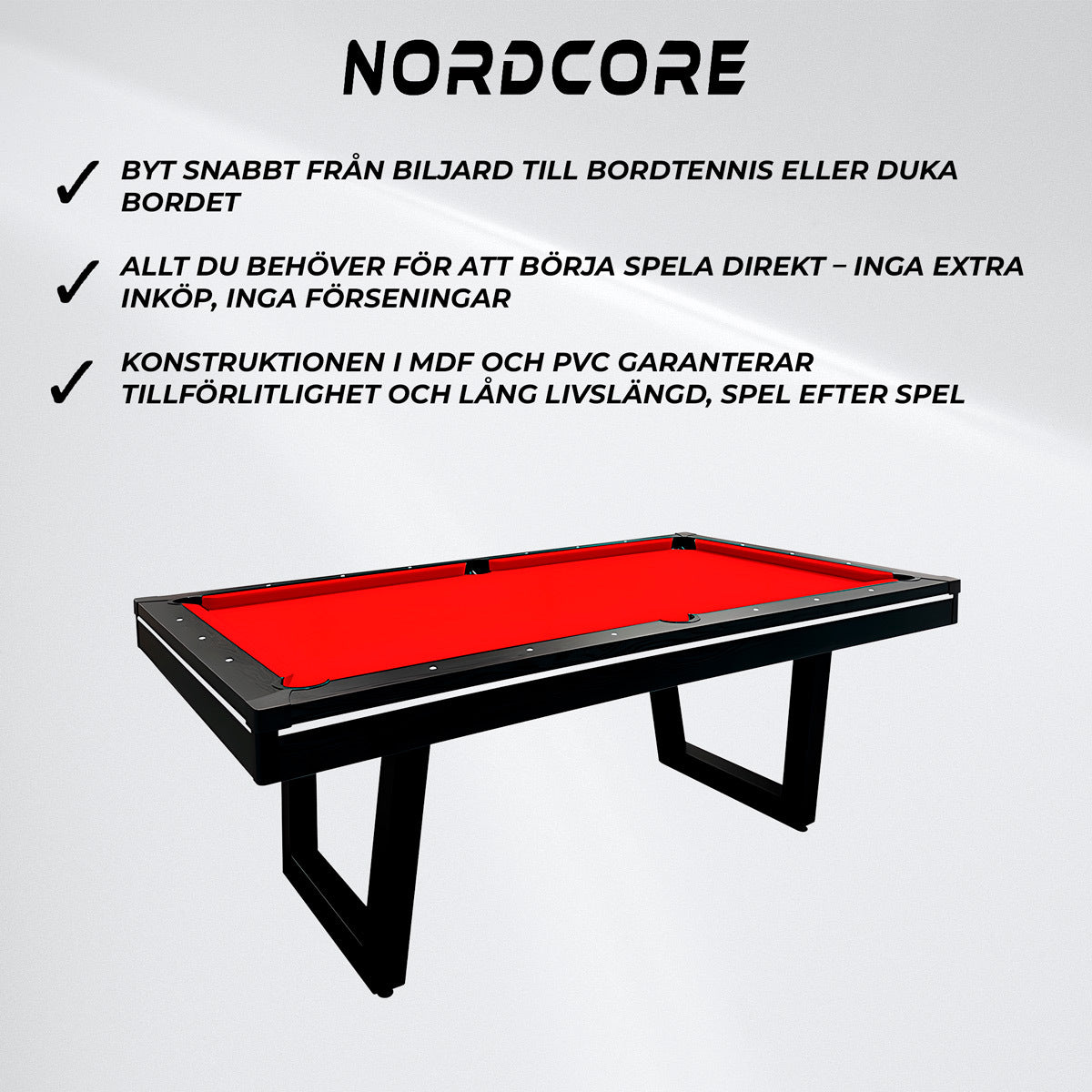 
              Nordcore 3-i-1 Biljardbord 6&#39;