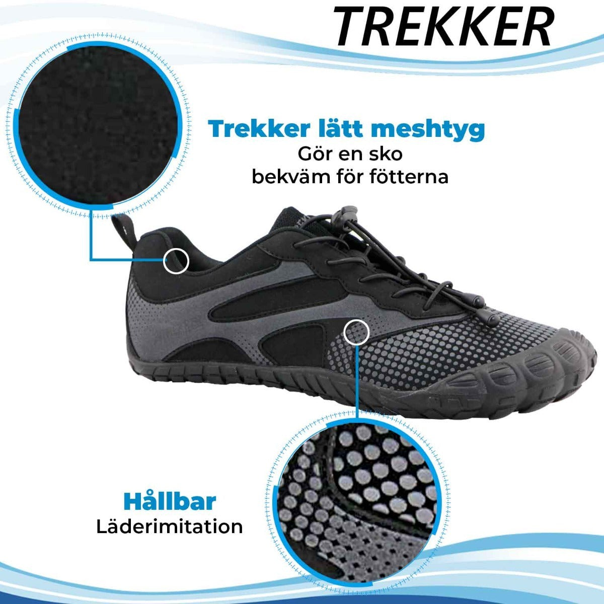 
              Trekker Barfotaskor, Storlek 36-45