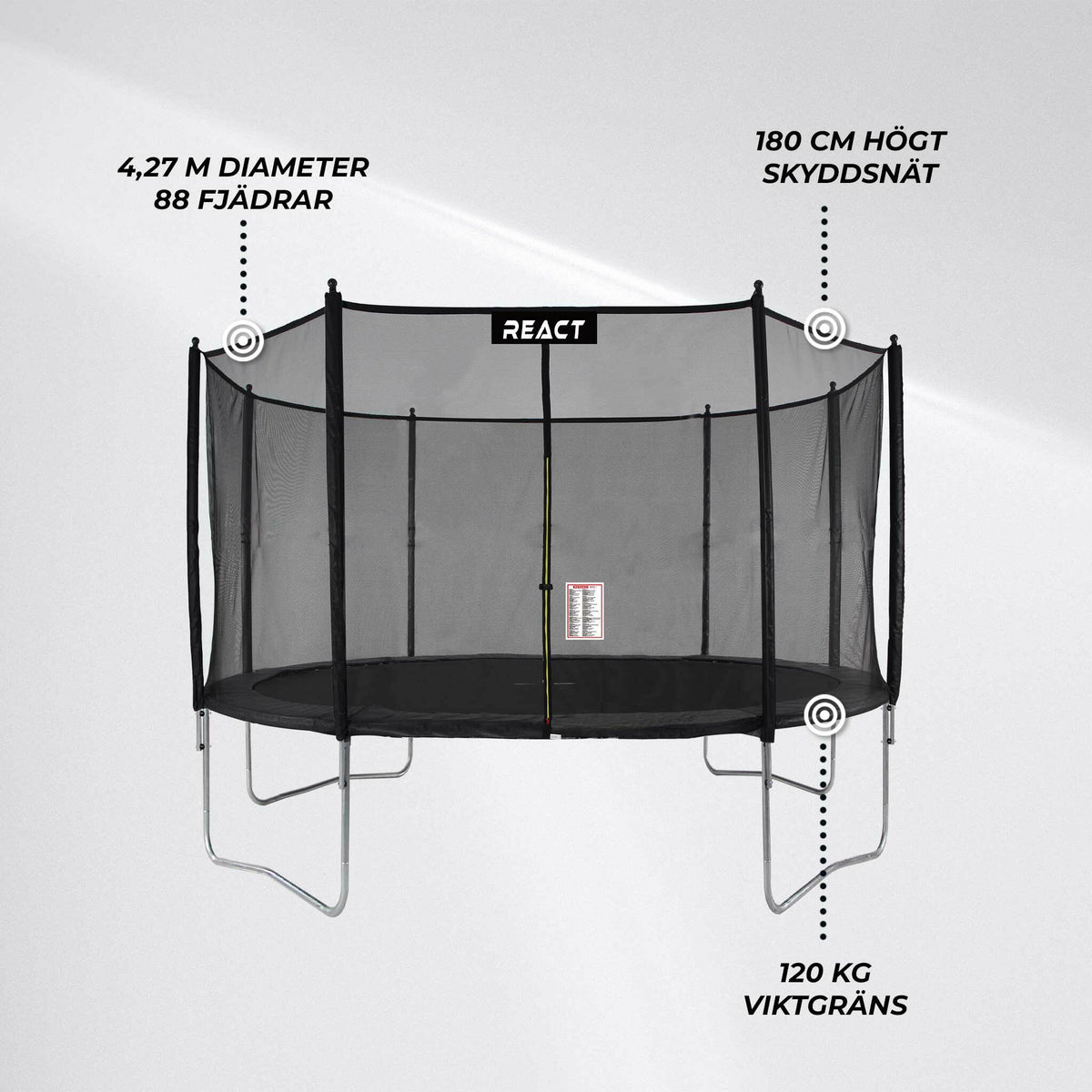 
              React Studsmatta 427cm med skyddsnät