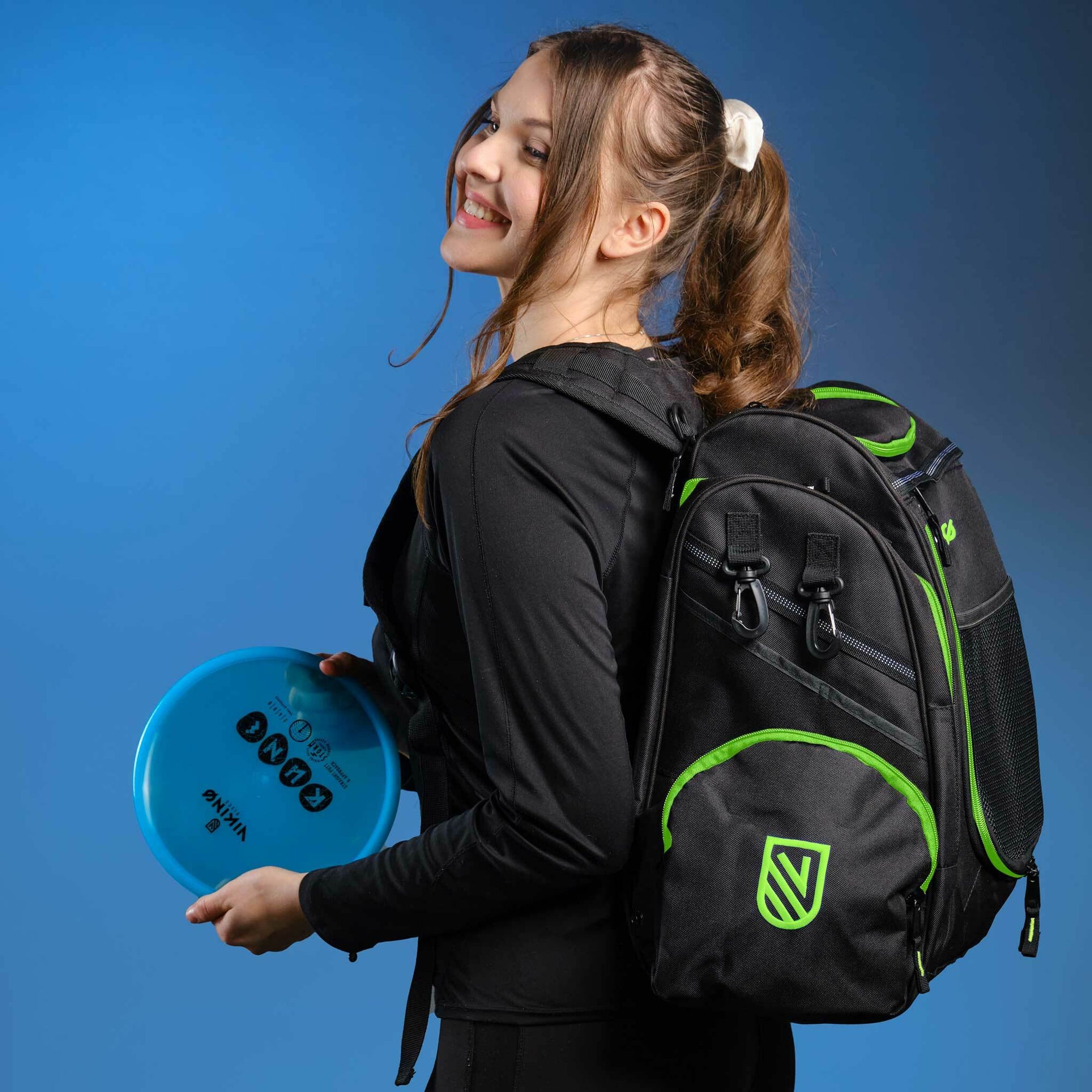 Viking Discs Rucksack Pro Frisbeegolf ryggsäck, svart/lime