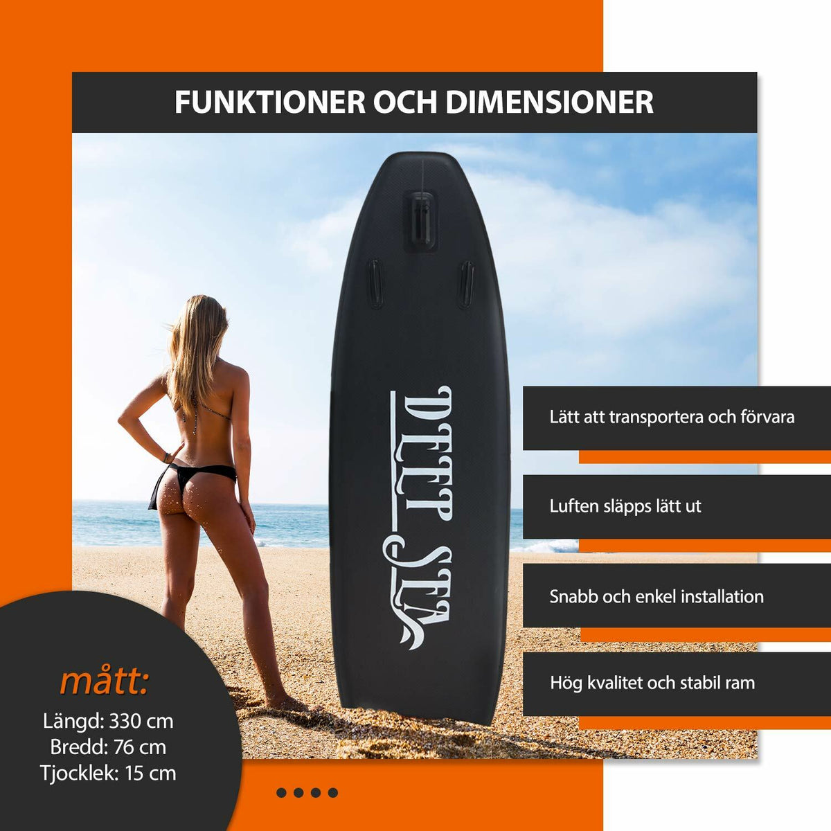 
              Deep Sea SUP-brädset XXL, svart