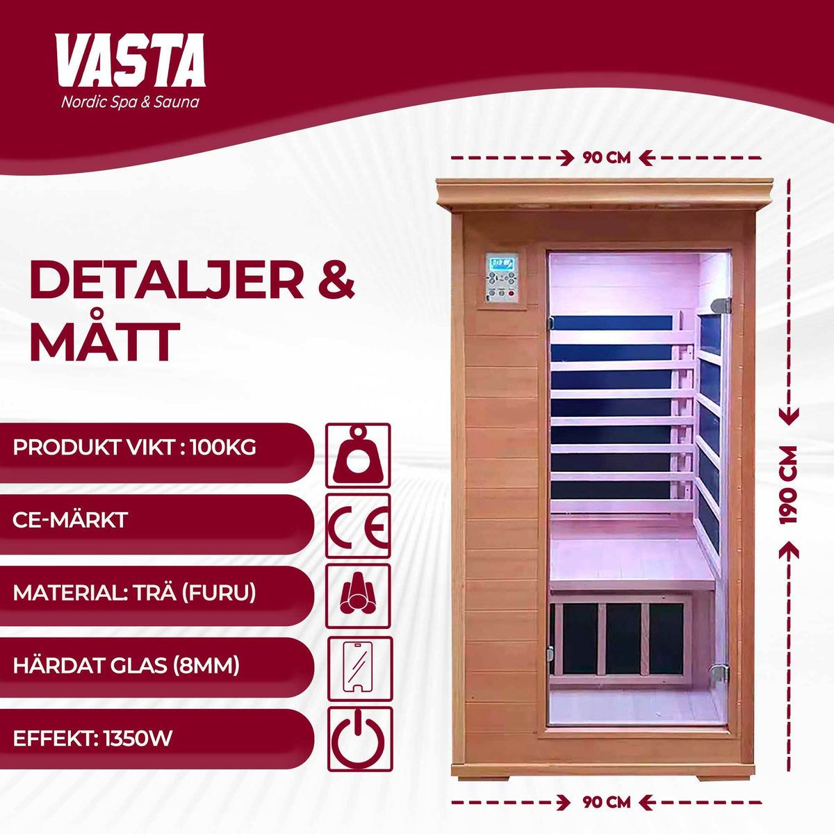 
              Vasta Infraröd bastu för 1 person