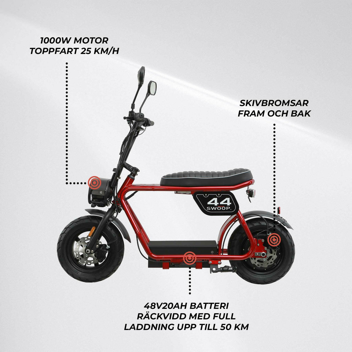 
              Swoop Elmoped 1000W Röd