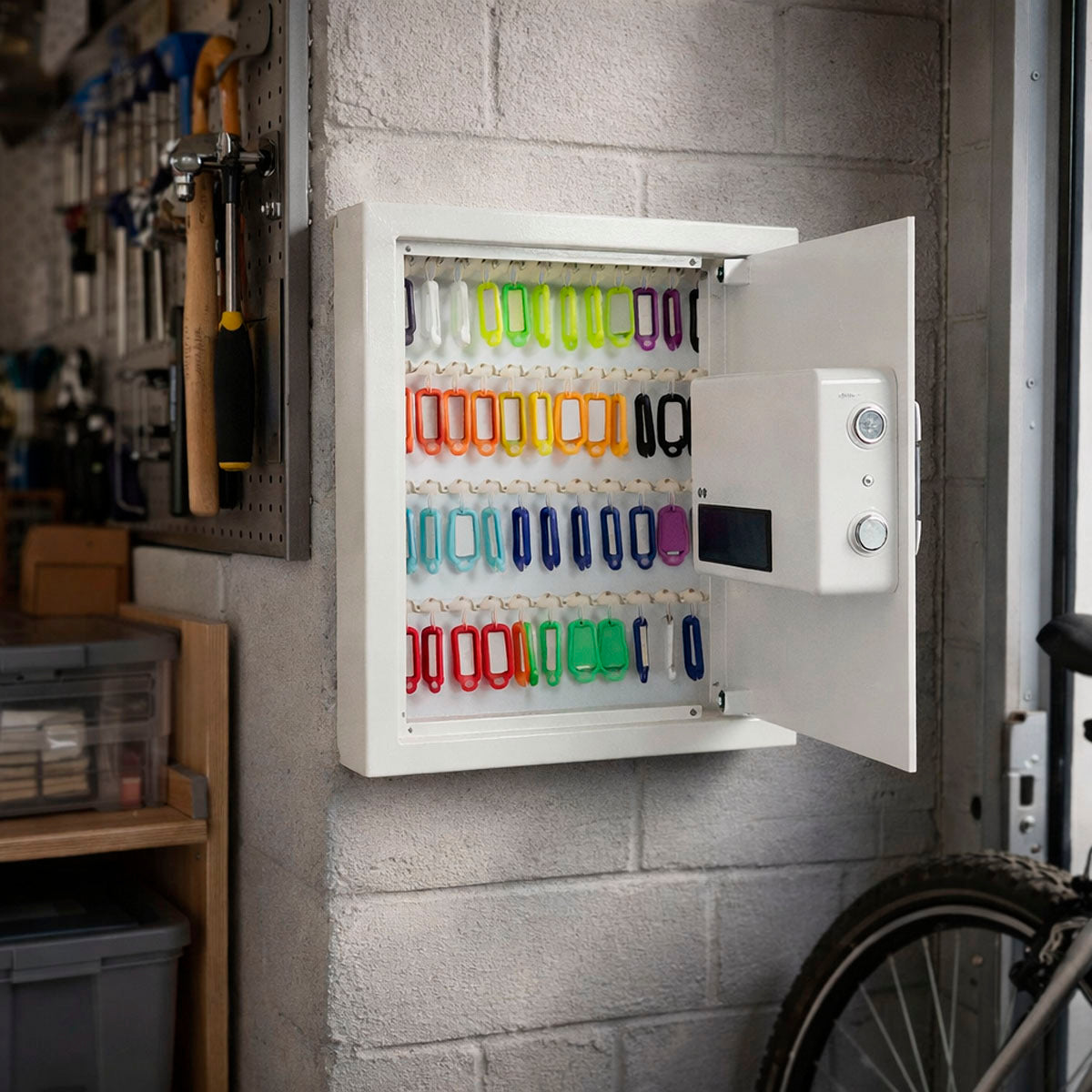 
              Trekker Nyckelskåp med kodlås 50, vit, digitalt lås