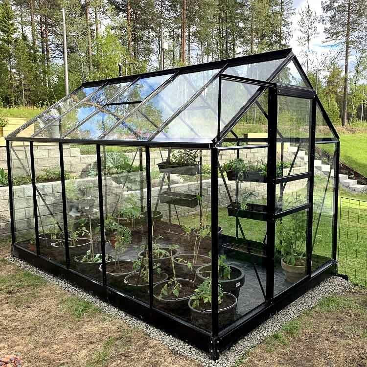 
              Lykke Växthus Glas 6,2m2, svart