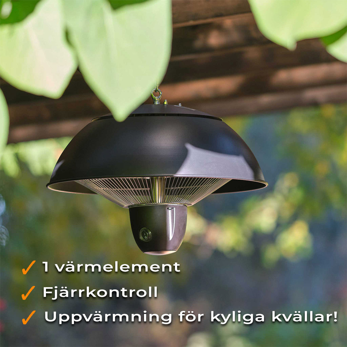 
              Fornorth Terrassvärmare hängande 1500W fjärrkontroll, svart