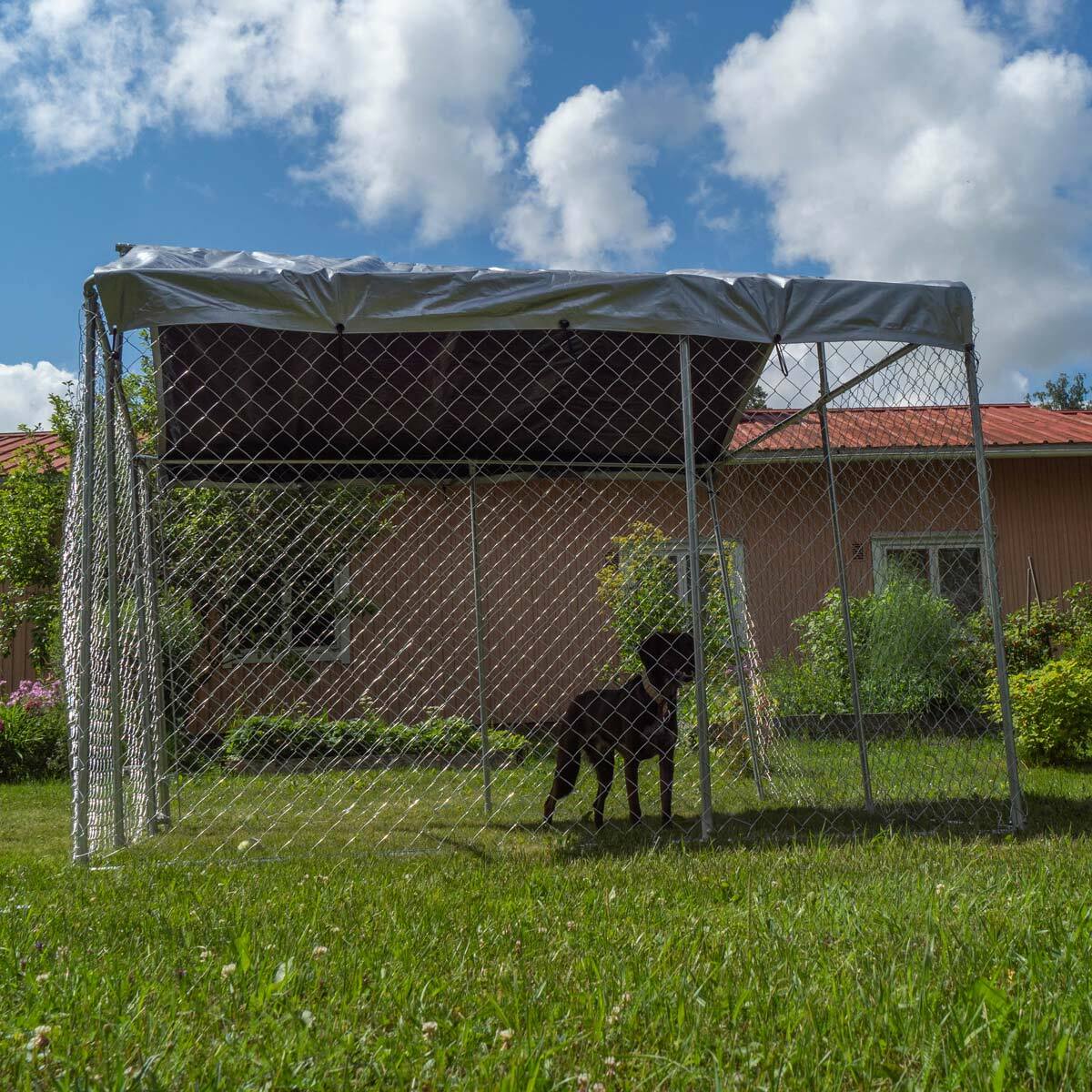 
              Trekker hundgård med tak, 3 x 3m