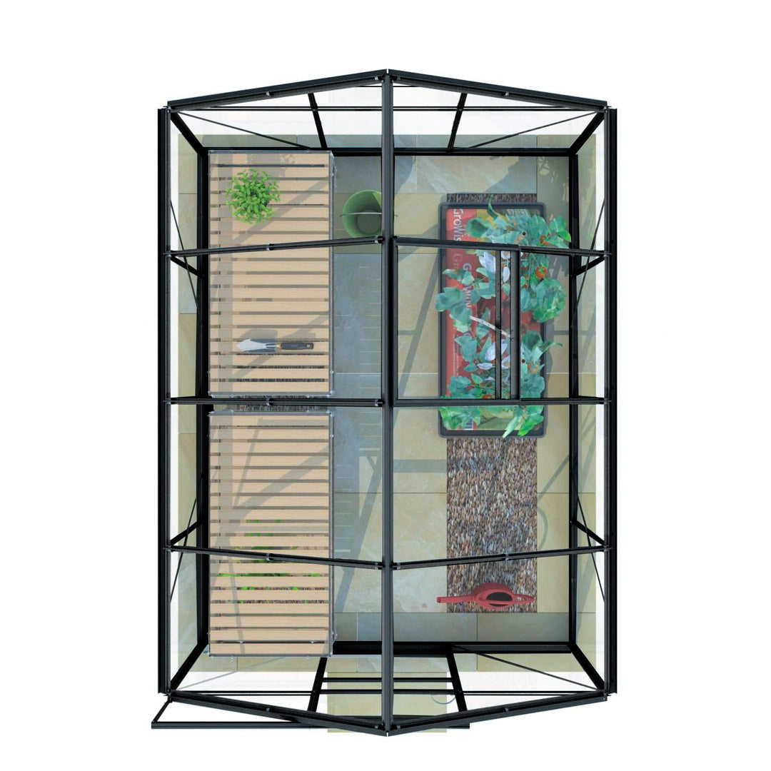 
              Lykke Växthus Glas 5m2, svart