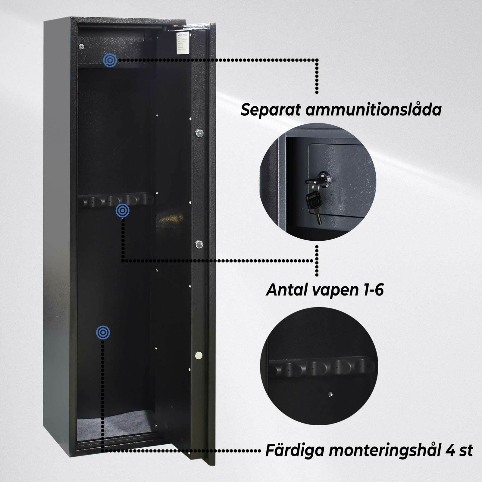 Trekker Vapenskåp för 6 vapen AS600, svart