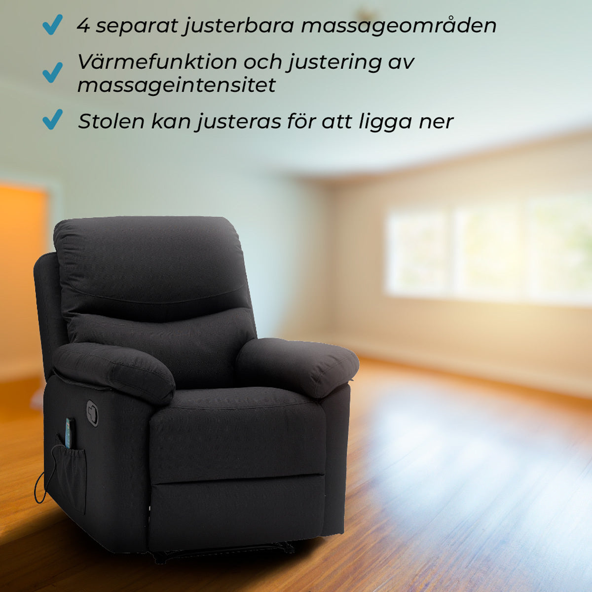 
              Lykke Massagestol, svart