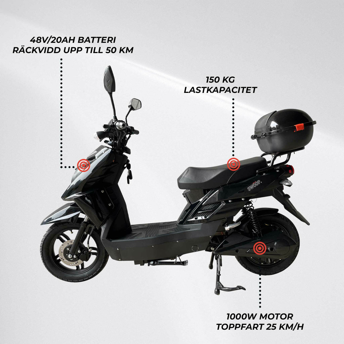 
              Swoop Elscooter Elegante Svart 1000W