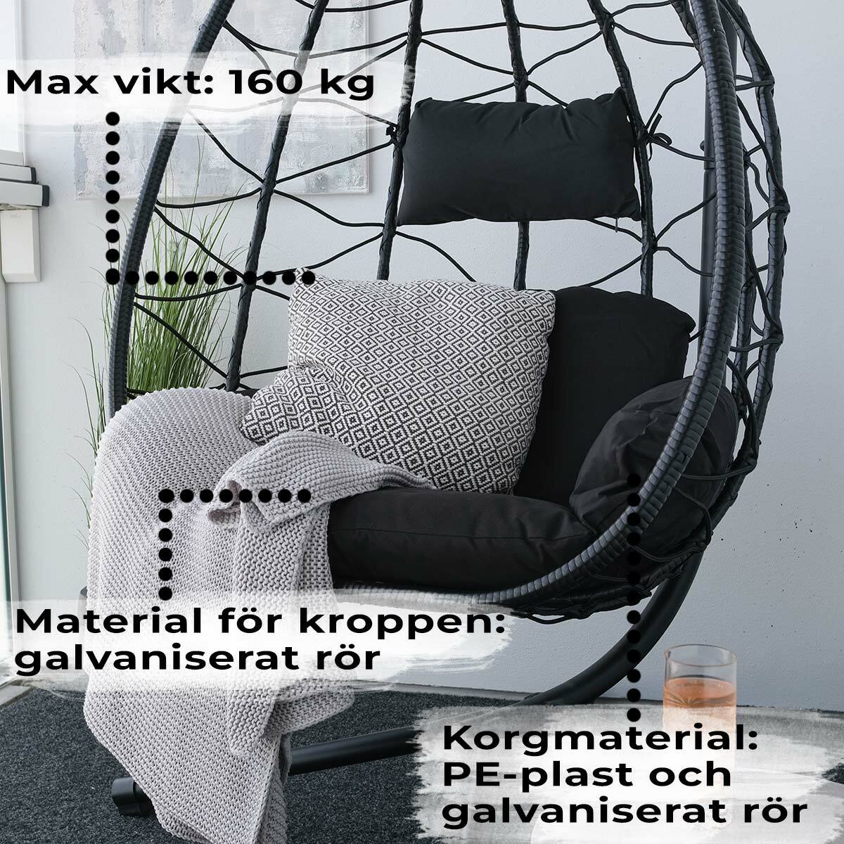 
              Lykke hängstol, svart