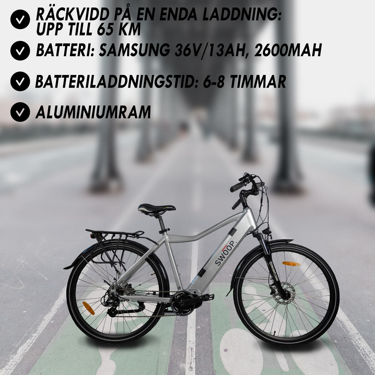 
              Swoop elcykel Hybrid, herr 28"
