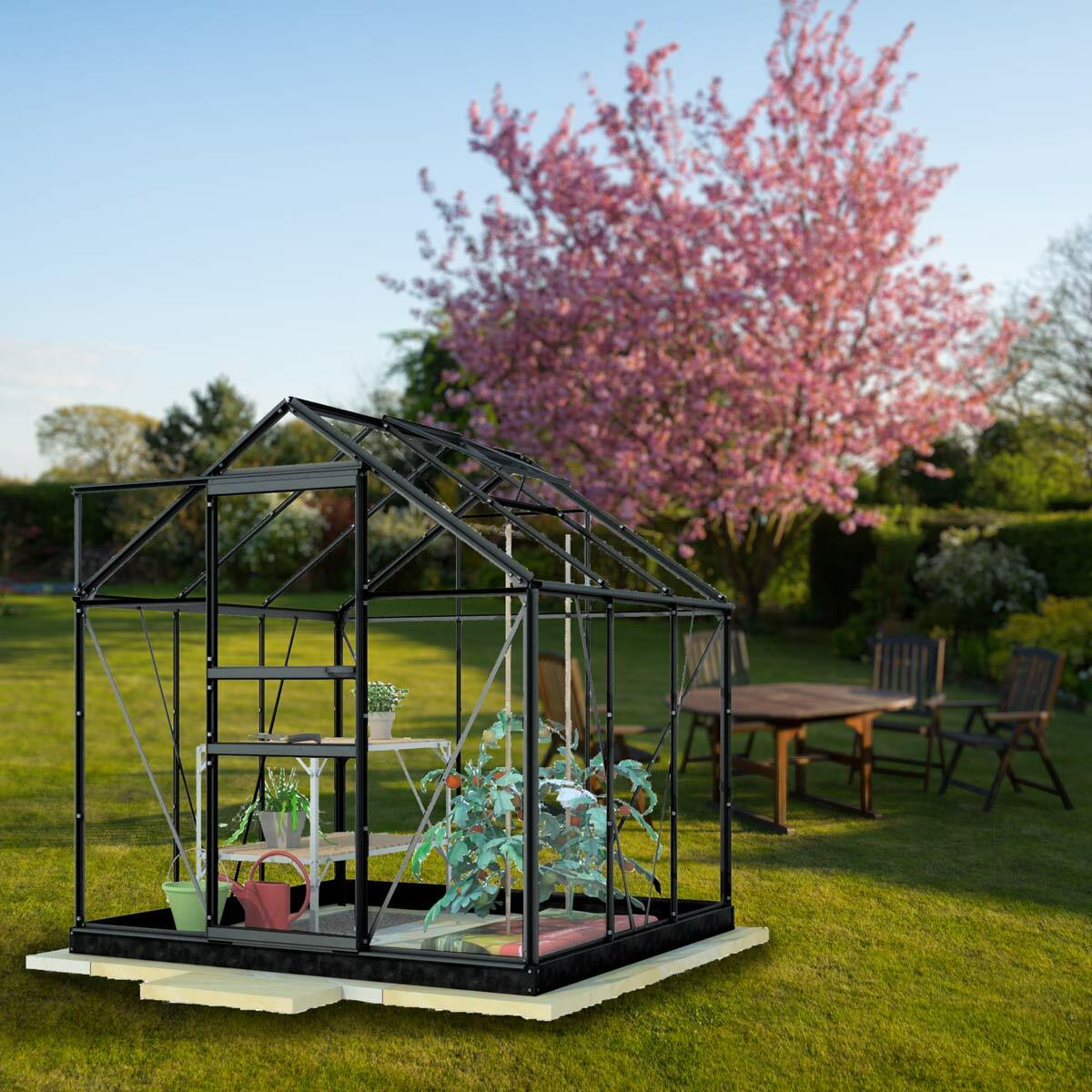 Lykke Växthus Glas 3,8m2, svart