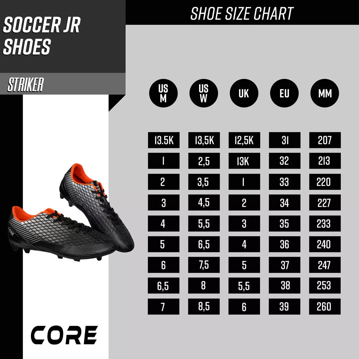
              Core Fotbollsskor JR Striker