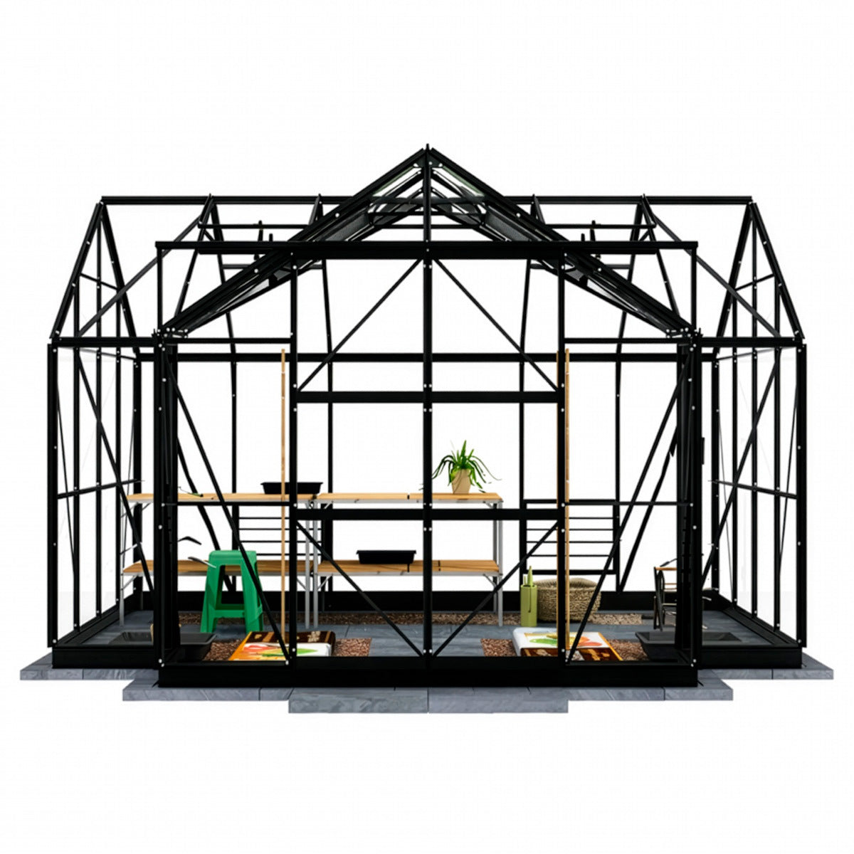 
              Lykke Växthus T-format Svart 10.2 m2