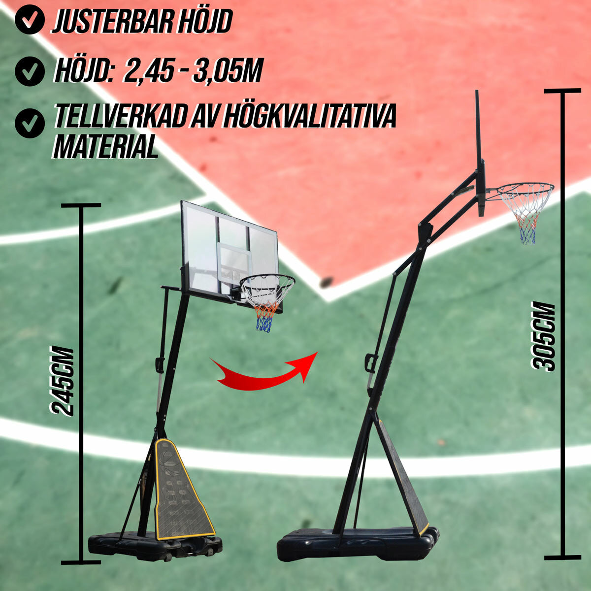 
              Basketkorg Pro 2.45-3.05m - ProSport