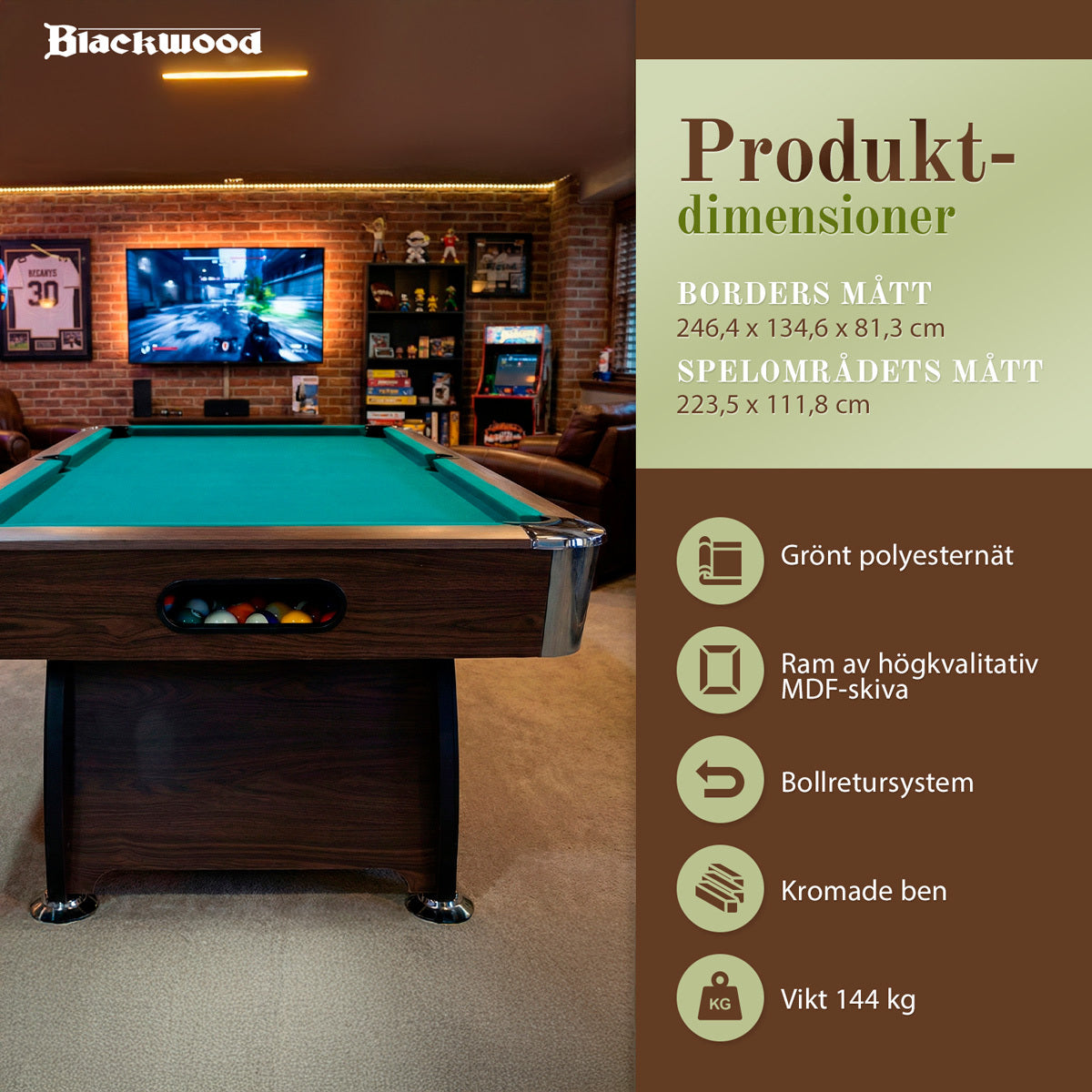 
              Biljardbord Blackwood Official 8’