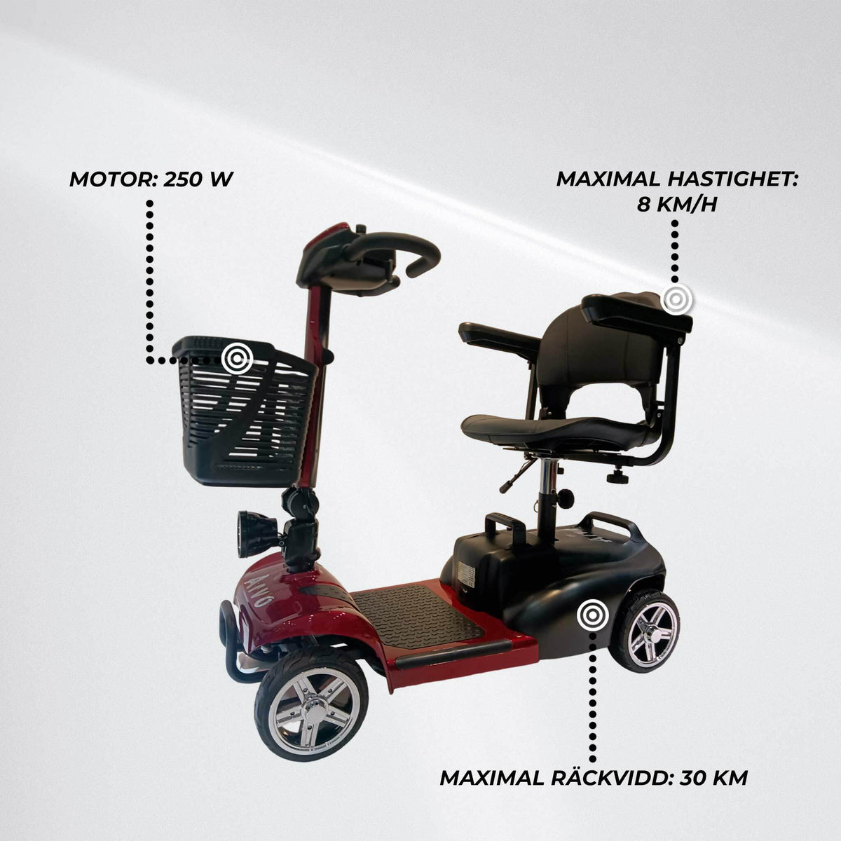 
              Arvo Promenadscooter P100 Röd