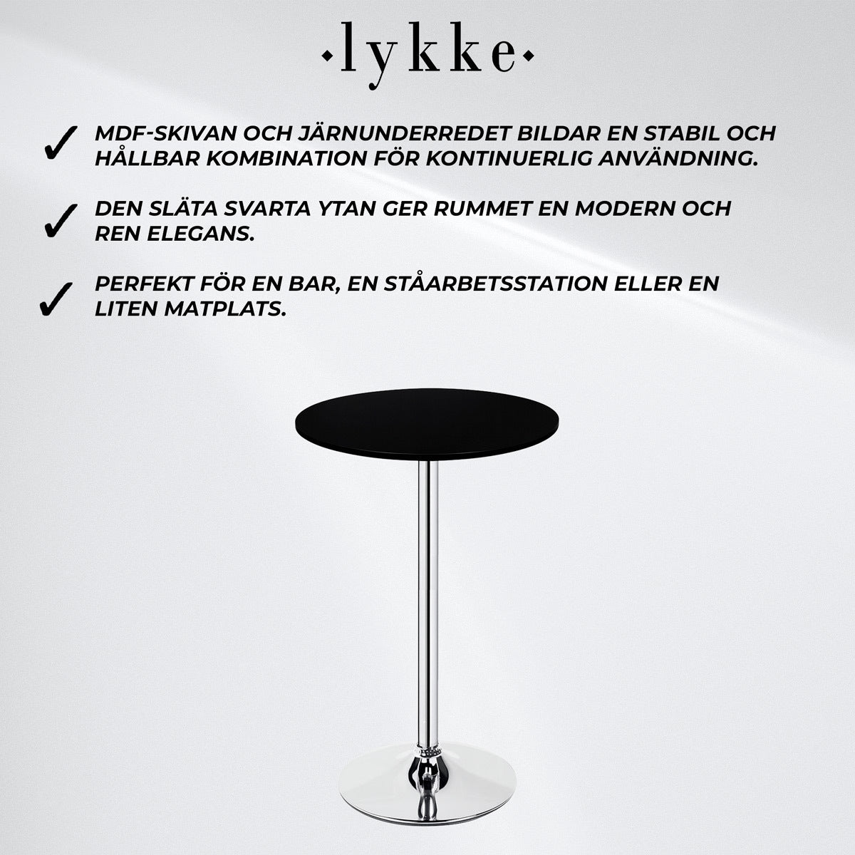 
              Lykke Barbord Comfort Svart 60x105cm