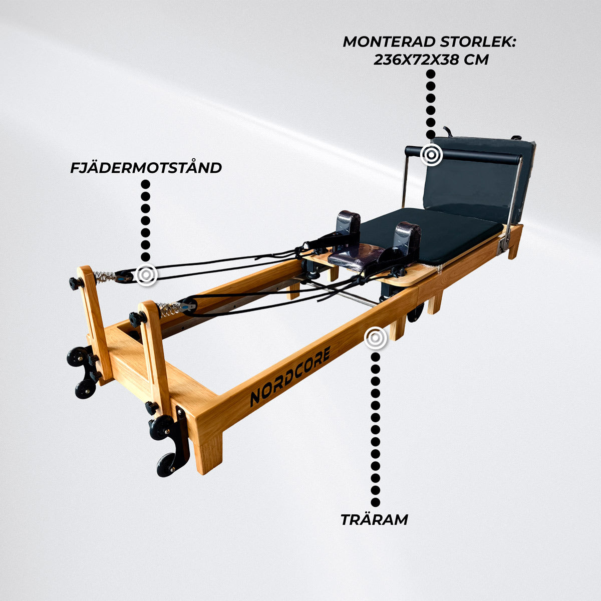 
              Nordcore Pilates Reformer Pro Vikbar