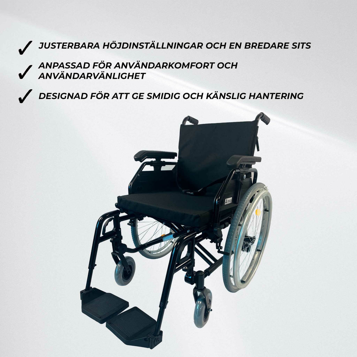 
              Arvo Rullstol Premium, svart