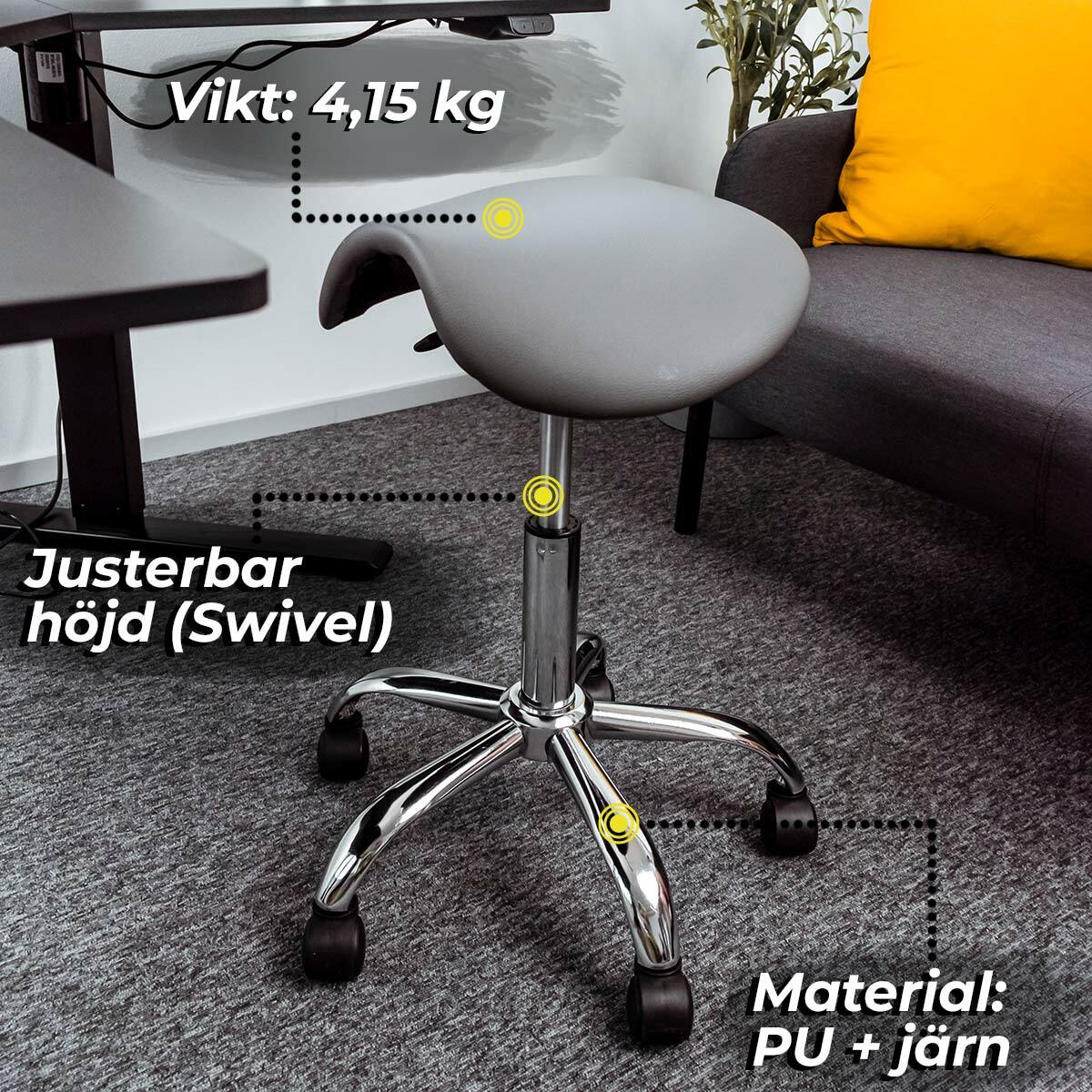 
              Lykke Sadelstol Comfort, grå