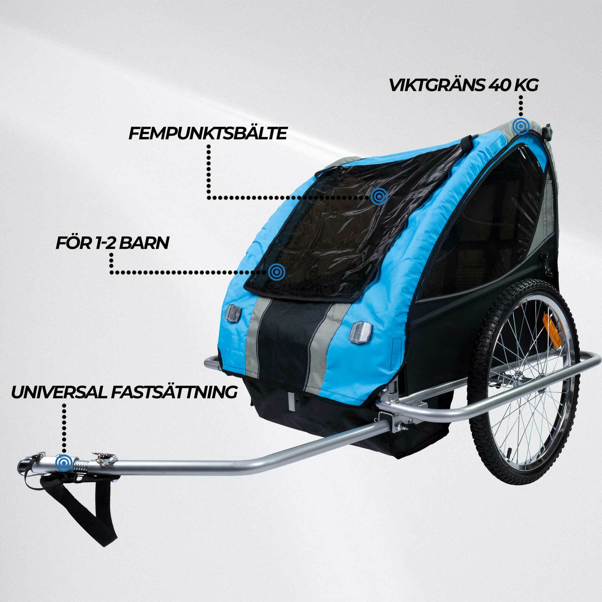 
              Trekker cykelvagn för 1-2 barn