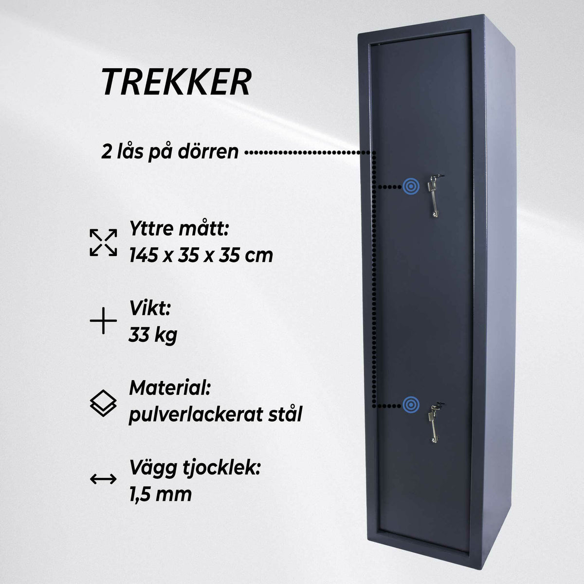 
              Trekker vapenskåp för 5 vapen AS500, grå