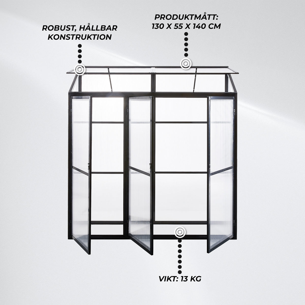 
              Lykke Miniväxthus Fjordal 180x55x190cm