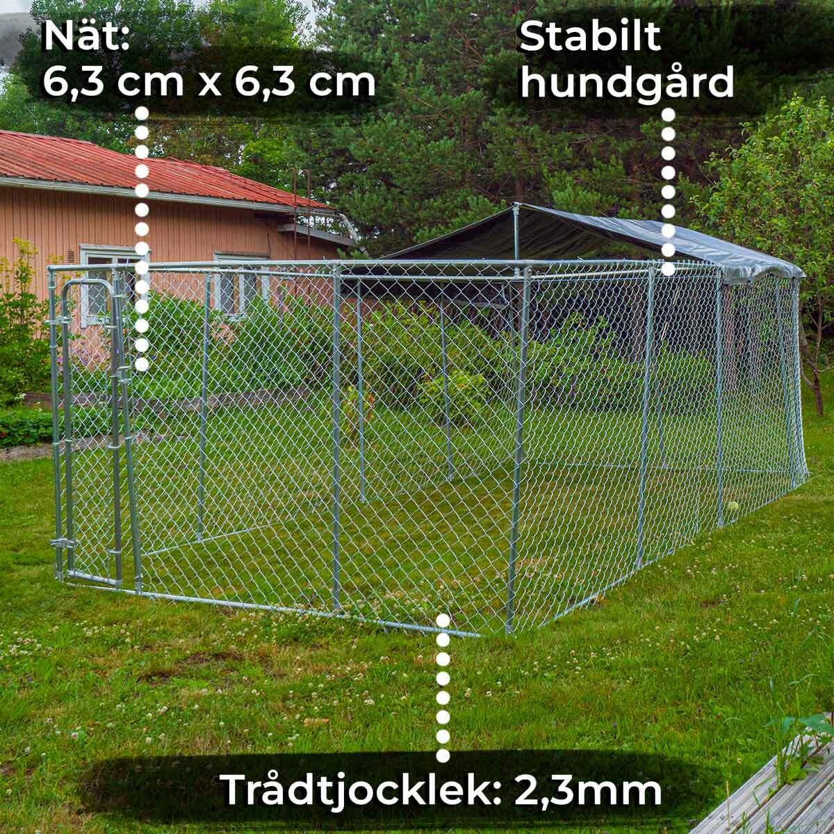 
              Trekker hundgård med tak, 6 x 3m