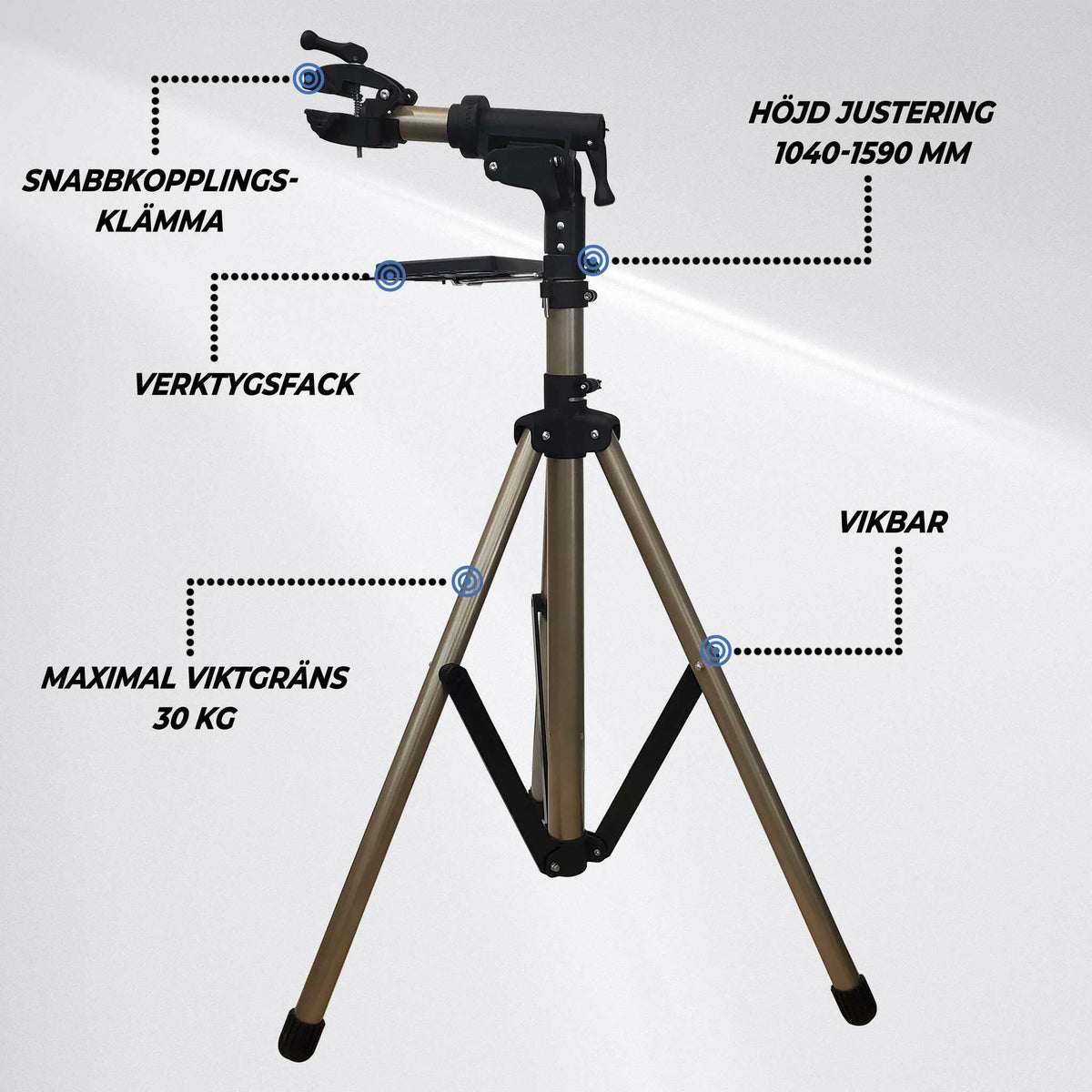 
              Trekker Cykelställ för reparation, aluminium