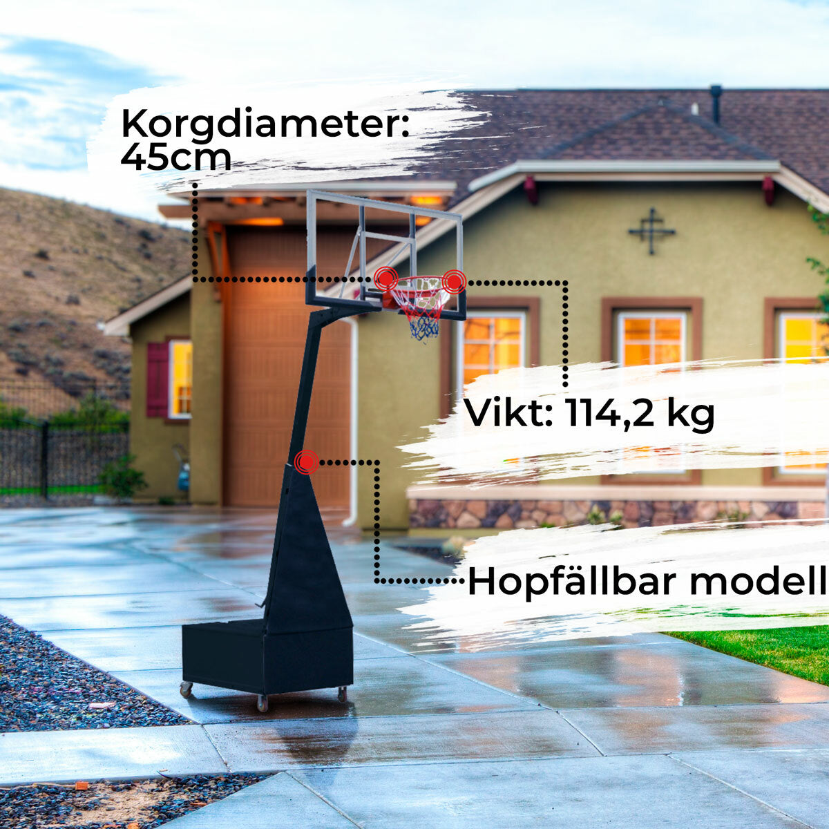 Prosport Basketkorg vikning 2,6 - 3,05m