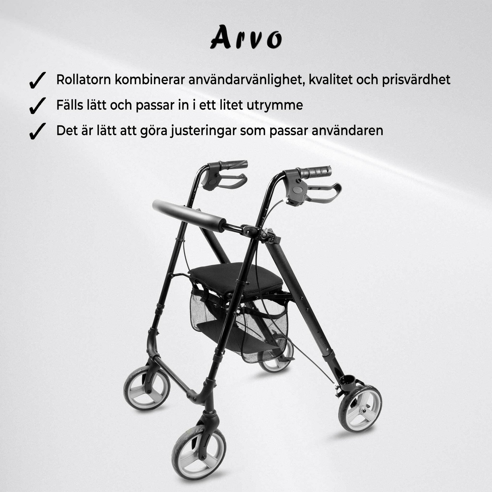 Arvo Rullator, Lätt, Svart