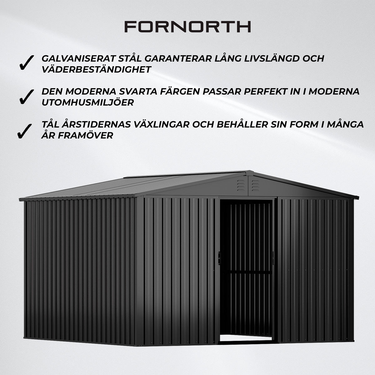 
              Fornorth Förråd 9m2, svart