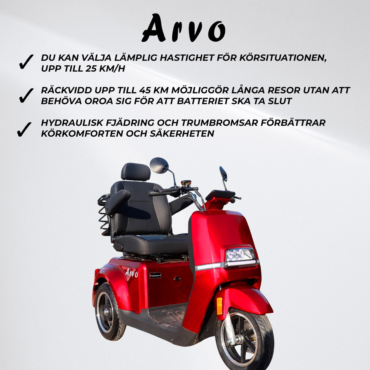 
              Arvo Promenadscooter P700 Röd