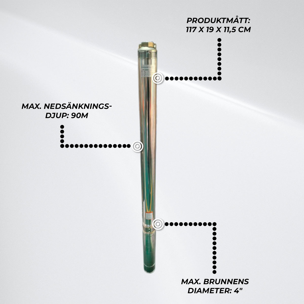 
              Fornorth Djupvattenpump 0,75kw, 1HP