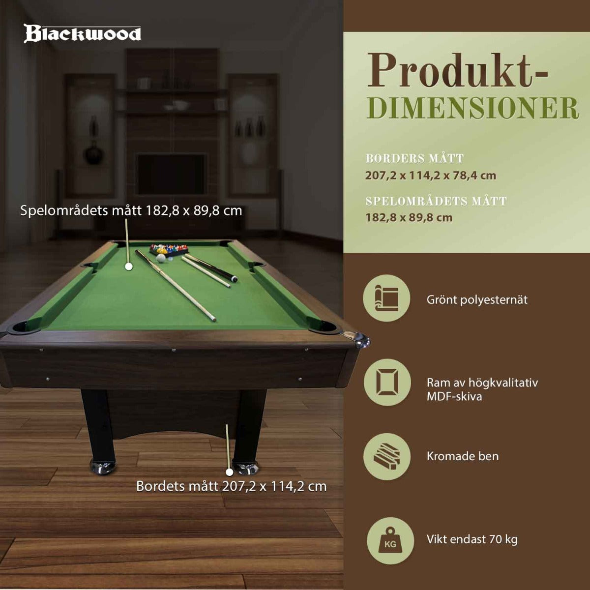 
              Biljardbord Blackwood Basic 6&#39;