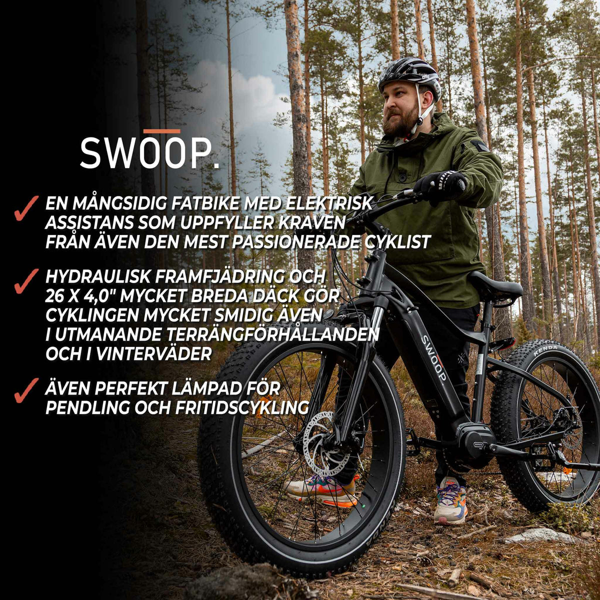 
              Swoop Fatbike Elcykel Attacker, 26"