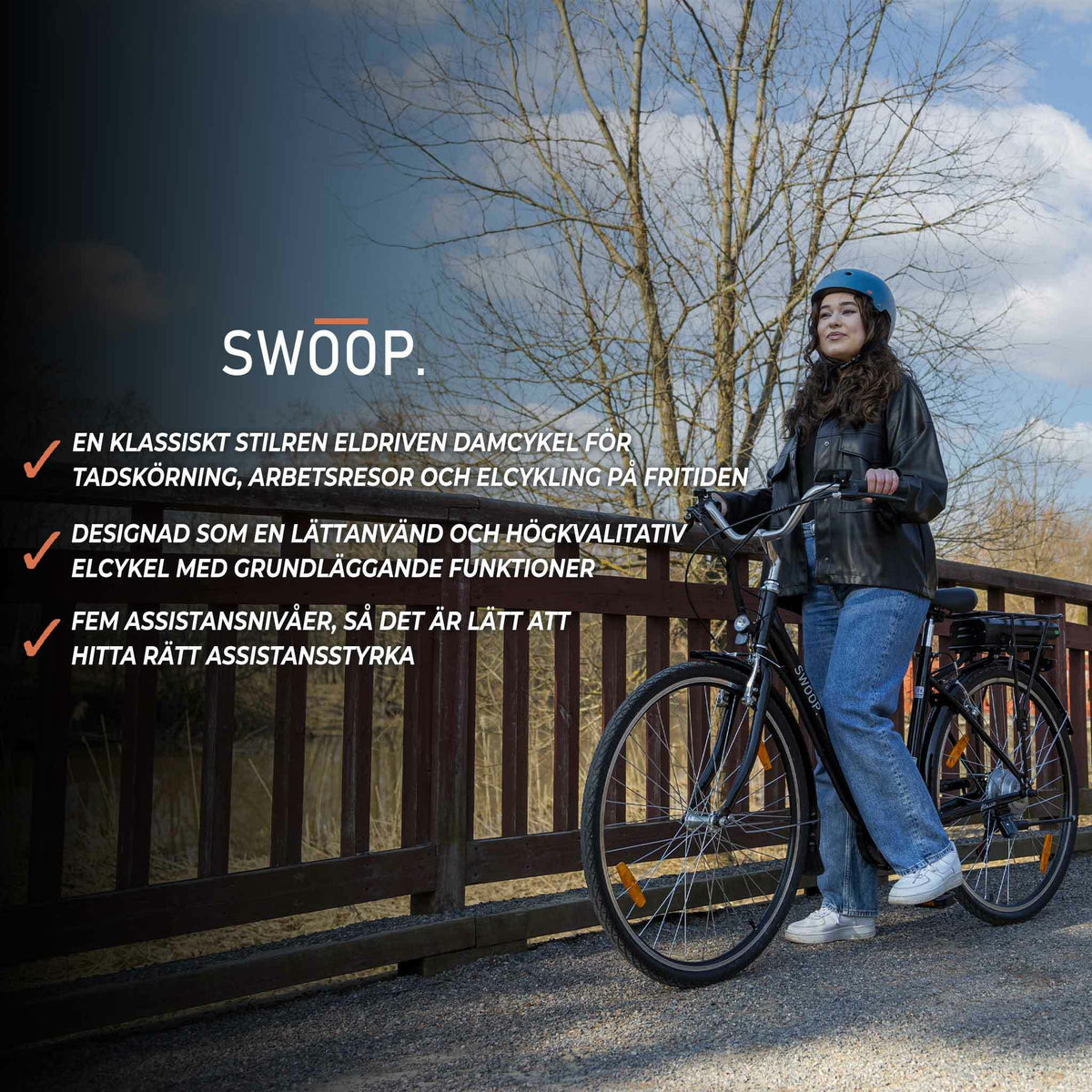 
              Swoop Elcykel Classic, dam 28&quot; svart